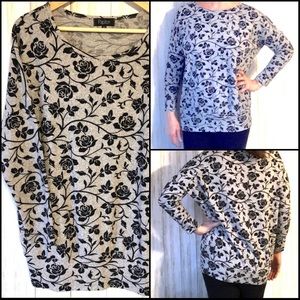 Papillon Black Roses Fleece Top